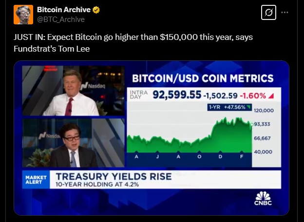 Tom Lee Bitcoin Prediction 